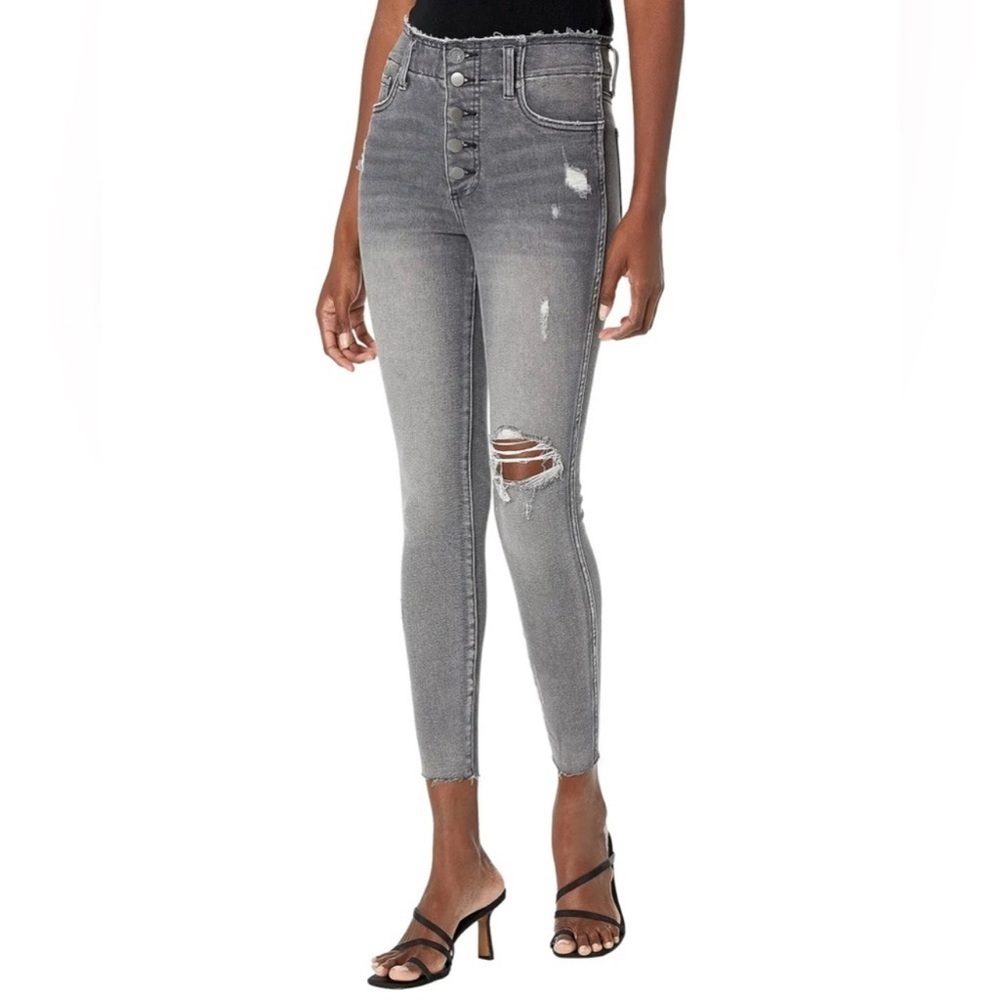 Kut from the Kloth Connie Fab Ab Ankle Skinny Jean Size 8 Distressed Black Gray